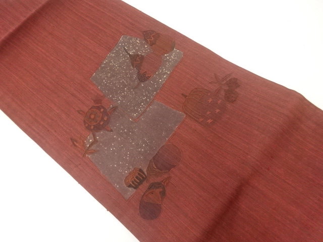 JAPANESE KIMONO / NAGOYA OBI / SILK / EMBROIDERY / VEGETABLES
